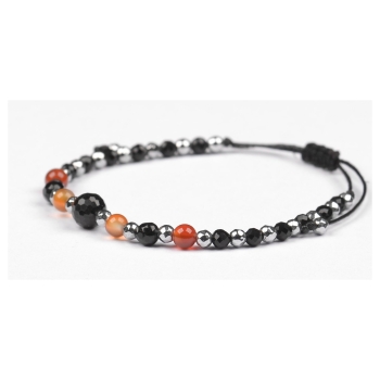 Bransoletka celebrytka czarny TURMALIN KARNEOL HEMATYT ochrona i miłość